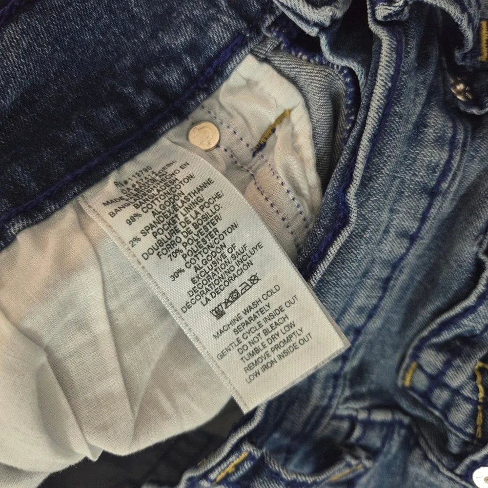 True Religion Ricky Relaxed Straight Jeans Mens 34 Medium Wash Blue Denim